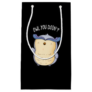 Bolsa De Regalo Pequeña Owl You Doin Funny Bird Pun Dark BG