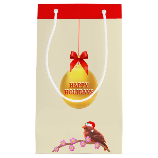 Bolsa De Regalo Pequeña Pajarito de Navidad (Anverso)