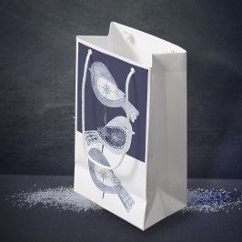 Bolsa De Regalo Pequeña Pájaros Azules de Navidad Nórdica