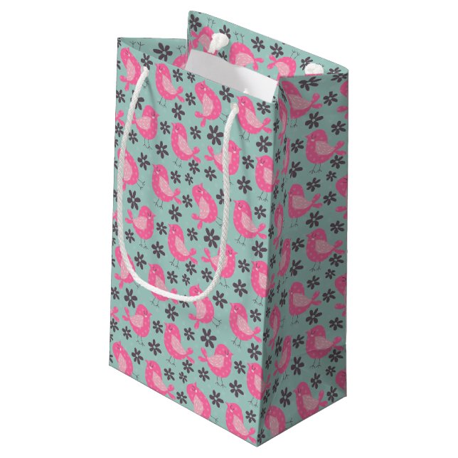 Bolsa De Regalo Pequeña Pájaros y flores de polka (Angulo reverso)