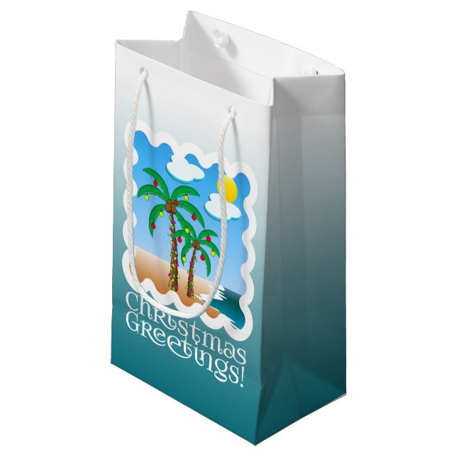 Bolsa De Regalo Pequeña Palm Tree Holiday Lights Beach Navidades (Angulo Anverso)