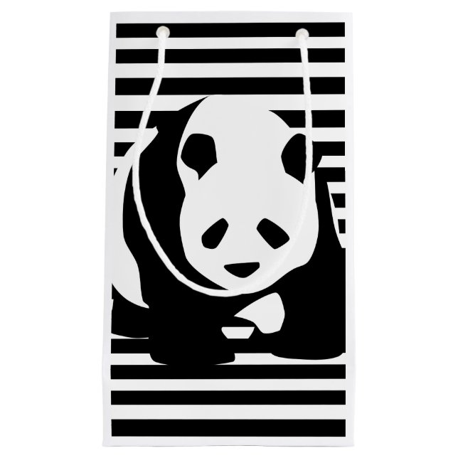 Bolsa De Regalo Pequeña Panda blanco y negro y rayas (Anverso)