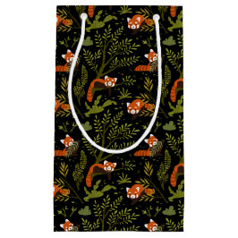 Bolsa De Regalo Pequeña Pandas rojos en el bosque negro