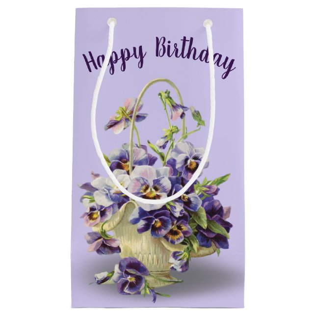 Bolsa De Regalo Pequeña Pansy Basket para Cumpleaños (Anverso)