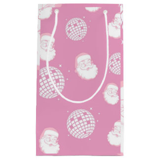 Bolsa De Regalo Pequeña Papá Noel Disco Rosa 