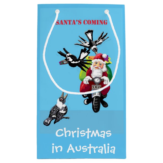 Bolsa De Regalo Pequeña Papá Noel entregando regalos (Reverso)