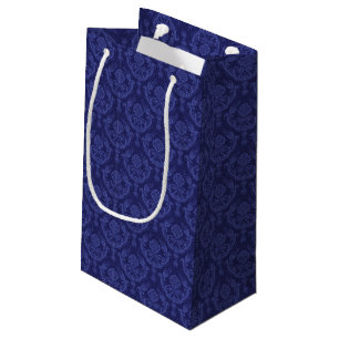 Bolsa De Regalo Pequeña Papel pintado floral azul de lujo del damasco