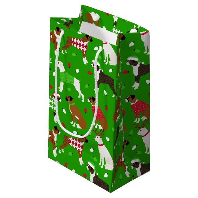 Bolsa de regalo pequeña para navidades Boxer Dog (Angulo Anverso)