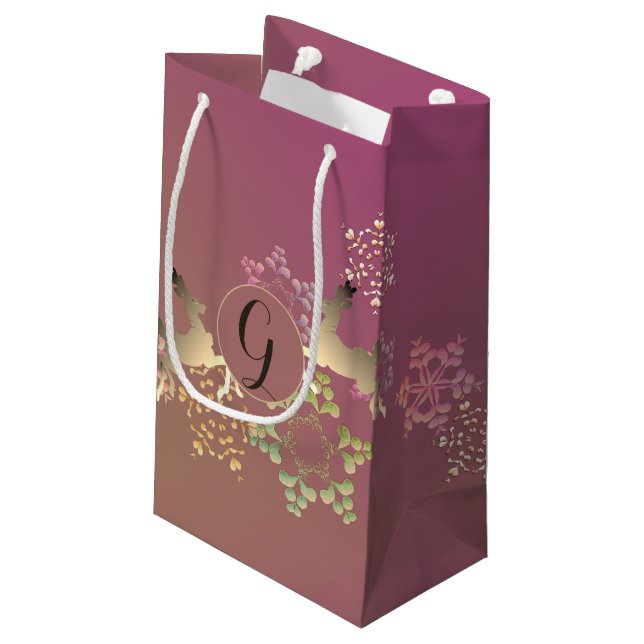 Bolsa de regalo pequeña para renos y copos de niev (Angulo reverso)