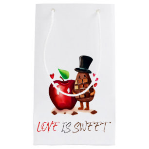 Bolsa De Regalo Pequeña Pareja de Chocolate de Manzana El Amor es Dulce