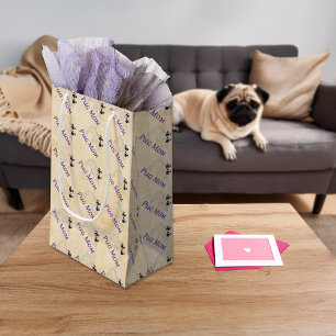 Bolsa De Regalo Pequeña Pareja de Perros Pug Canela Patrón Mamá Pug