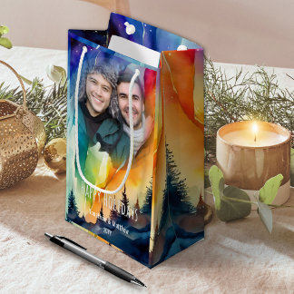 Bolsa De Regalo Pequeña Pareja Gay Nuestra Primera Foto de Navidad