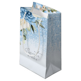 Bolsa De Regalo Pequeña Parques florales dulces Dieciséis Blue ID912