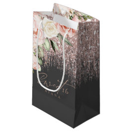 Bolsa De Regalo Pequeña Parques florales dulces Dieciséis Rosas Gold/Blk I
