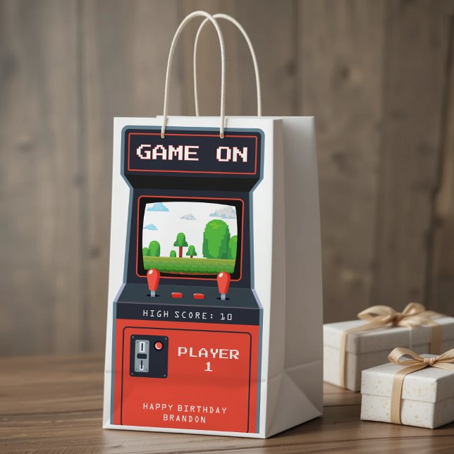 Bolsa De Regalo Pequeña Partido de cumpleaños de Arcade Game Machine Retro (Arcade Game Machine Retro Birthday Party Small Gift Bag
)