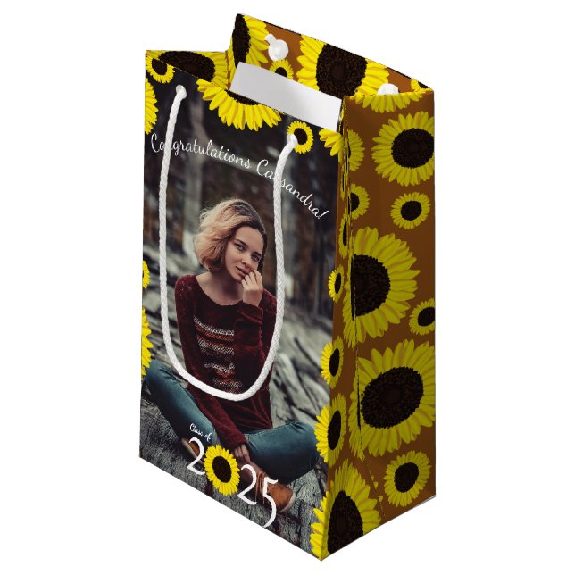 Bolsa De Regalo Pequeña Partido de Graduación del País Sunflowers (Angulo Anverso)