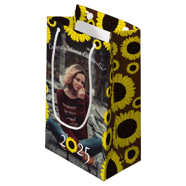 Bolsa De Regalo Pequeña Partido de Graduación del País Sunflowers (Angulo Anverso)