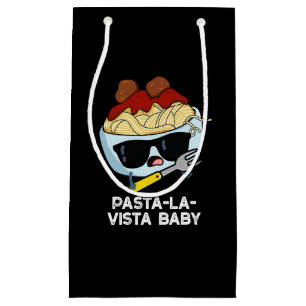 Bolsa De Regalo Pequeña Pasta-la-vista Baby Funny Food Pasta Pun Dark BG