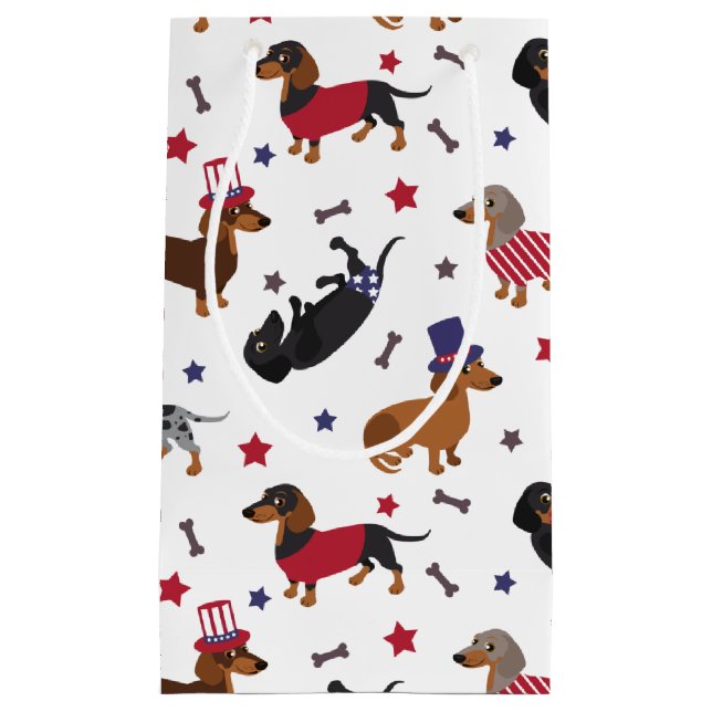 Bolsa De Regalo Pequeña Patriotic Dachshund (Anverso)