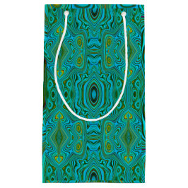 Bolsa De Regalo Pequeña Patrón abstracto de croquis trippy retro turquesa