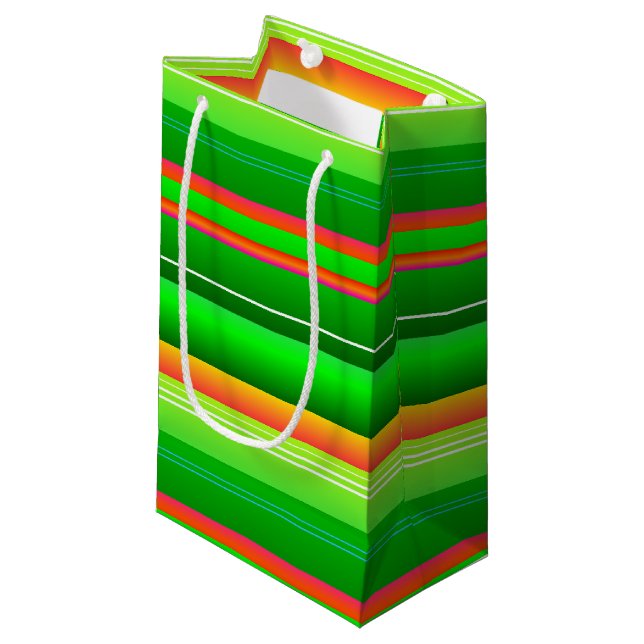 Bolsa De Regalo Pequeña Patrón artístico rayado verde rojo navidades (Angulo Anverso)