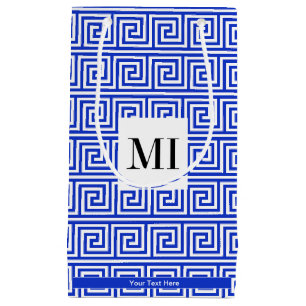 Bolsa De Regalo Pequeña Patrón azul de las cuadradas de la clave del meand