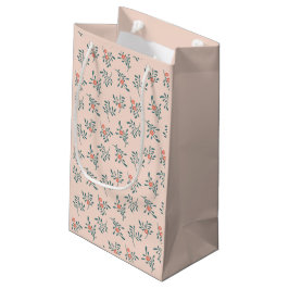 Bolsa De Regalo Pequeña Patrón Botánico Floral Teñido de Verde Azul