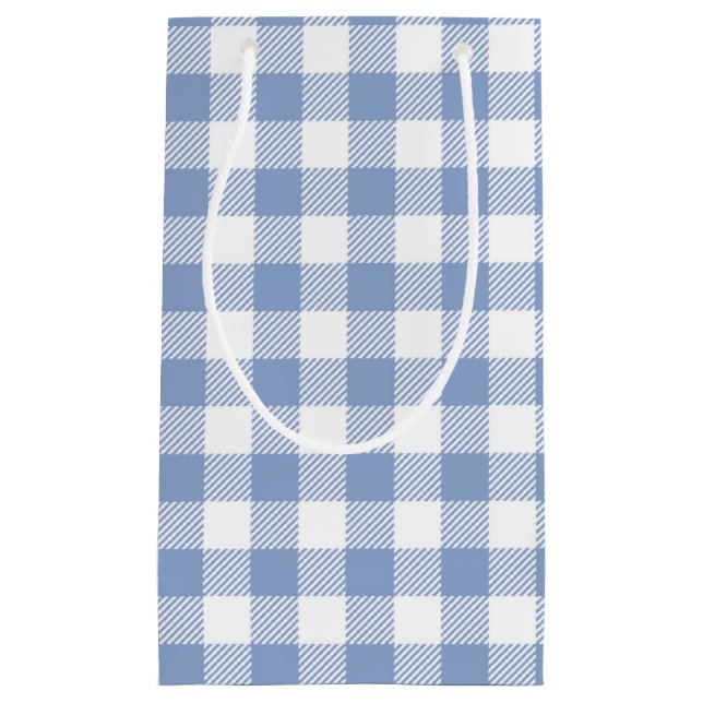 Bolsa De Regalo Pequeña Patrón clásico de Gingham azul comprobado (Anverso)