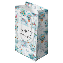 Bolsa De Regalo Pequeña Patrón de acuarela de ballenas náuticas