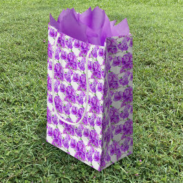 Bolsa De Regalo Pequeña Patrón de acuarela de flores púrpuras buganvillas
