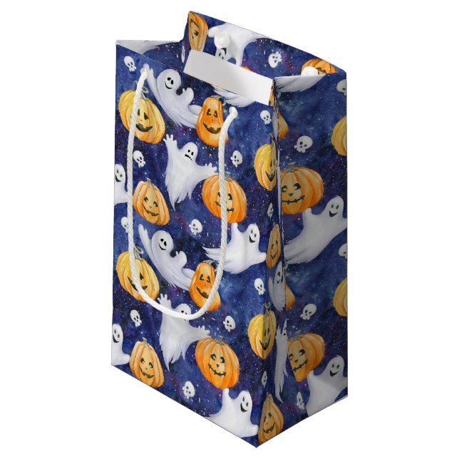 Bolsa De Regalo Pequeña Patrón de acuarela de Halloween (Angulo Anverso)