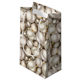 Bolsa De Regalo Pequeña Patrón de adornos de burbujas de marfil plateado y