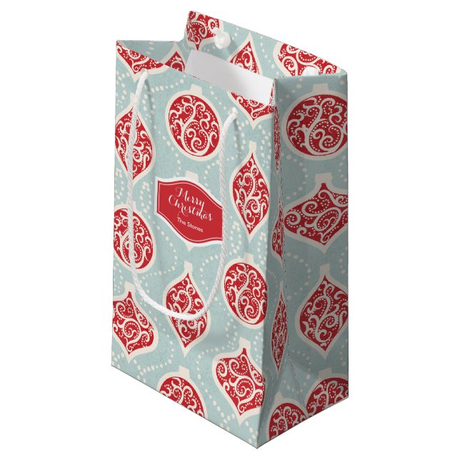 Bolsa De Regalo Pequeña Patrón de adornos de navidad elegante y personaliz (Angulo Anverso)