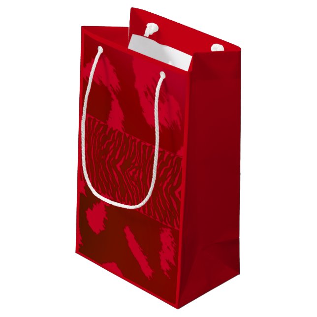 Bolsa De Regalo Pequeña Patrón de animales salvajes rojos (Angulo reverso)