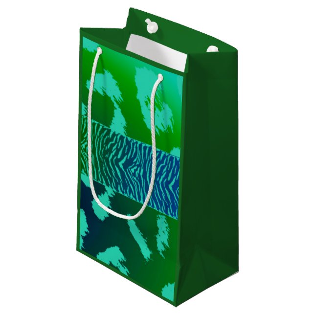 Bolsa De Regalo Pequeña Patrón de animales salvajes verdes (Angulo Anverso)