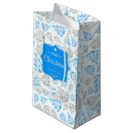 Bolsa De Regalo Pequeña Patrón de Árboles de Navidad Elegantes de Azul y P