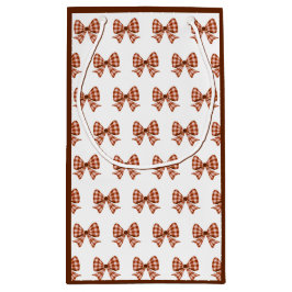 Bolsa De Regalo Pequeña Patrón de arco de gingham marrón