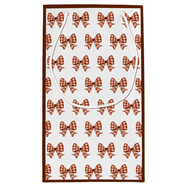 Bolsa De Regalo Pequeña Patrón de arco de gingham marrón (Reverso)