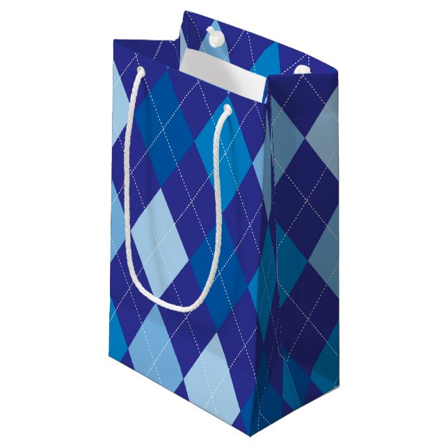 Bolsa De Regalo Pequeña Patrón de argyle azul (Angulo Anverso)