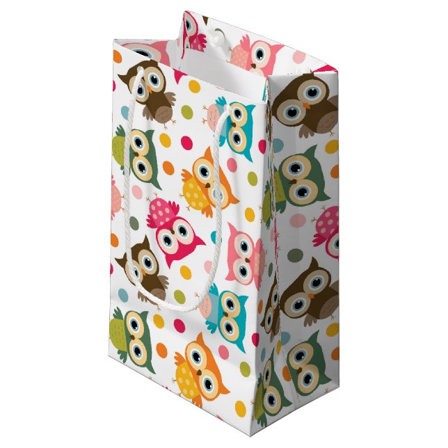 Bolsa De Regalo Pequeña Patrón de búho multicolor (Angulo Anverso)