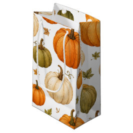 Bolsa De Regalo Pequeña Patrón de calabaza acuarela Calabazas de otoño 