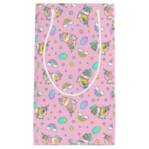 Bolsa De Regalo Pequeña Patrón de cerdo unicornio kawaii en rosa
