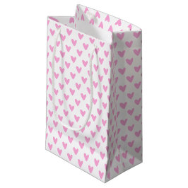 Bolsa De Regalo Pequeña Patrón de corazones rosados cálidos