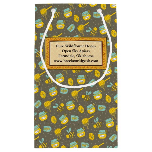 Bolsa De Regalo Pequeña Patrón de Cuchara de Miel etiquetado (Reverso)