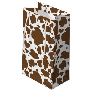 Bolsa De Regalo Pequeña Patrón de Cuero de Vaca Falso con Manchas de Vaca 