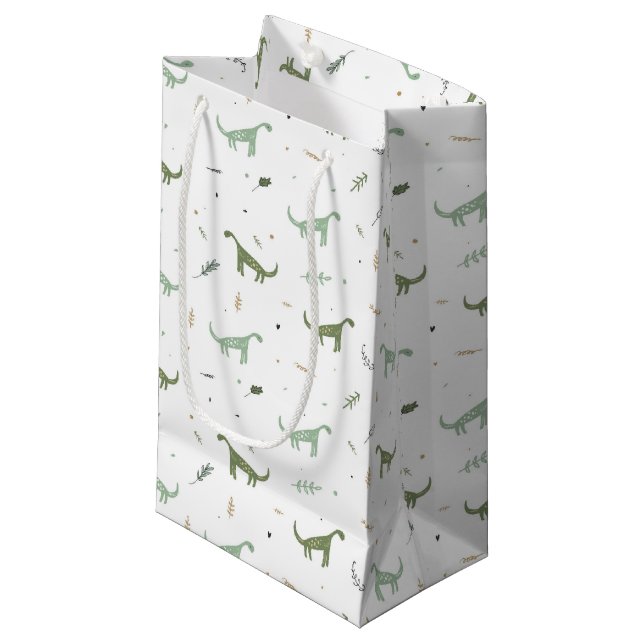 Bolsa De Regalo Pequeña Patrón de dinosaurio verde lindo (Angulo Anverso)