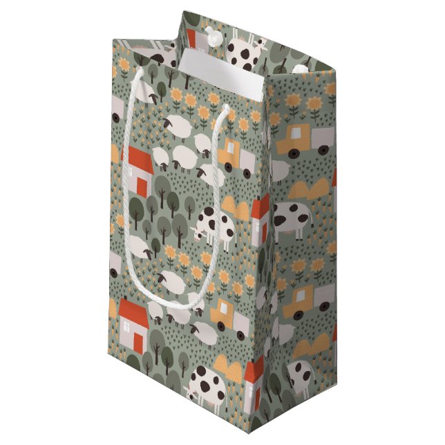 Bolsa De Regalo Pequeña Patrón de escena de la granja (Angulo Anverso)