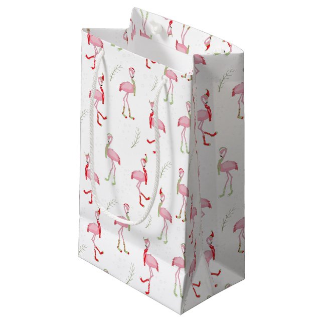 Bolsa De Regalo Pequeña Patrón de flamencos rosados de los navidades (Angulo Anverso)