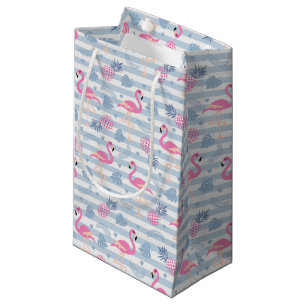 Bolsa De Regalo Pequeña Patrón de flamencos y piñas singulares