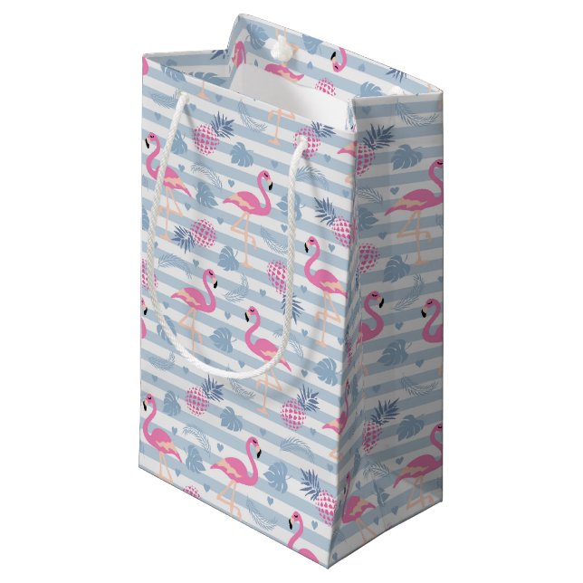 Bolsa De Regalo Pequeña Patrón de flamencos y piñas singulares (Angulo Anverso)